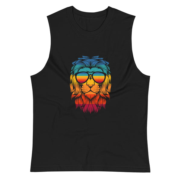 Retro Lion Muscle Shirt  -  Black / S