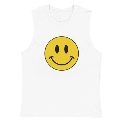 Smiley Face Muscle Tank  -  White / S