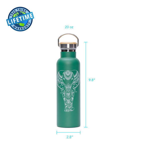 Green Trees Water Bottle - Stainless Steel, Insulated, Indestructible