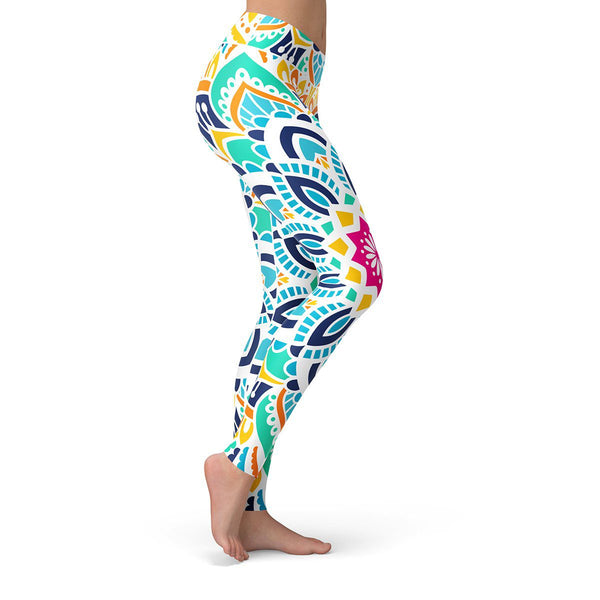 Mandala Leggings, Yoga Pants, Colorful Patterned High Waist Women's Leggings,  Sizes XS-XL, Gym Clothing, Activewear, P15 