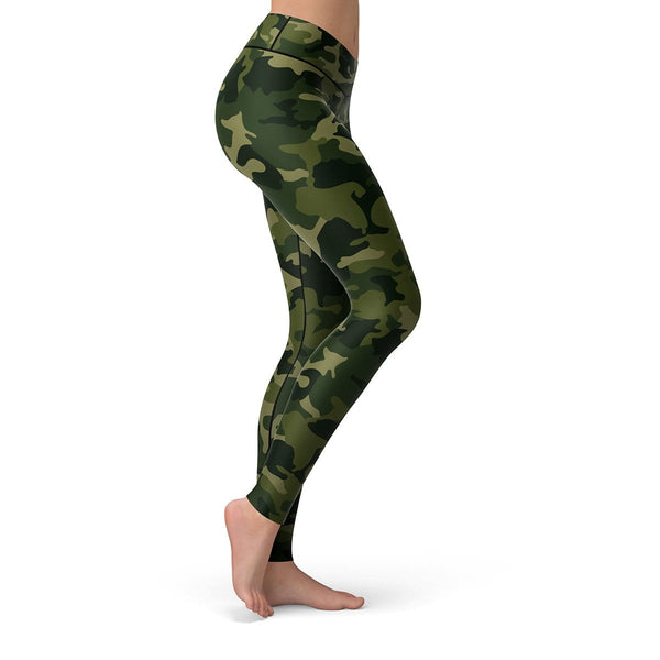 TRASA Active High Waist Printed Yoga Pants for Women's - Green Camoufl –