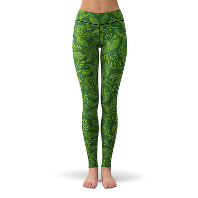 Green Leaf Leggings  -  Yoga Pants
