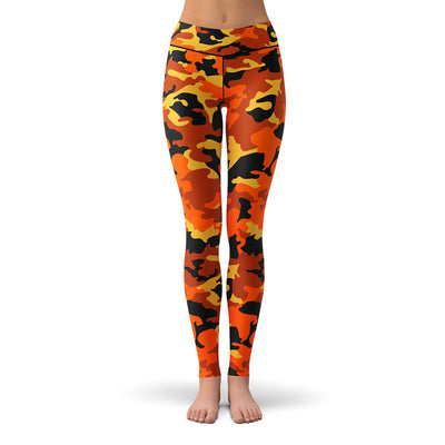 Orange Camo Leggings  -  Yoga Pants
