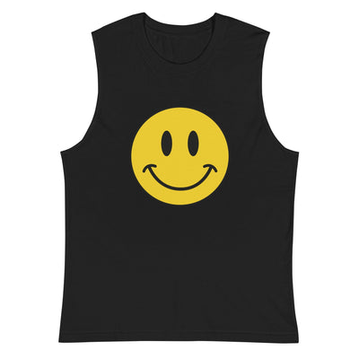 Smiley Face Muscle Tank  -  Black / S