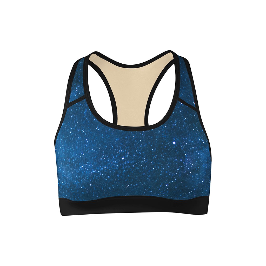 Blue Galaxy Sports Bra - Women's Tops for Yoga, Gym, Running, Cycling