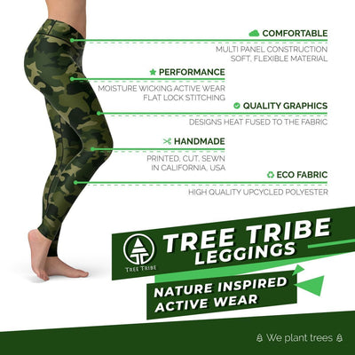 Camo Leggings  Forest Green Camouflage Activewear Yoga Pants