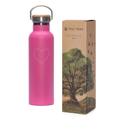 Pink Heart Water Bottle (20 oz)  -  Reusable Bottle