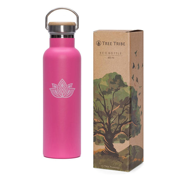 Pink Lotus Water Bottle (20 oz)  -  Reusable Bottle