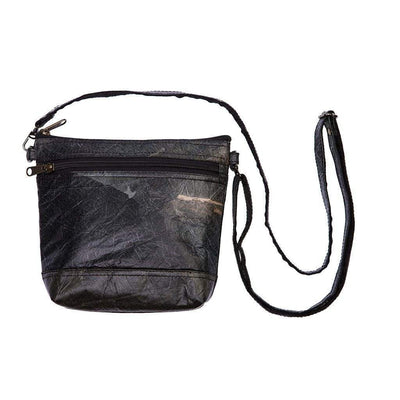 Leaf Leather Shoulder Bag - Black