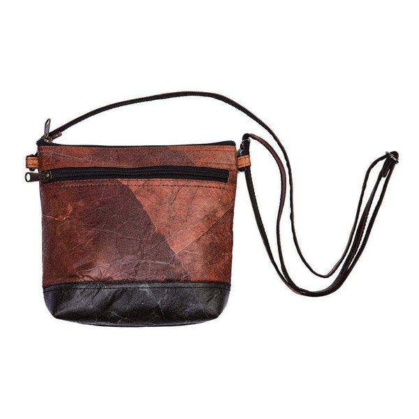 Leaf Leather Shoulder Bag - Brown / Black