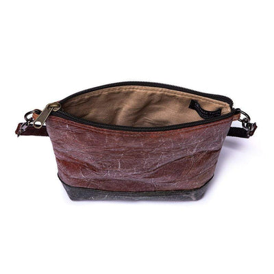 Leaf Leather Shoulder Bag - Brown / Black