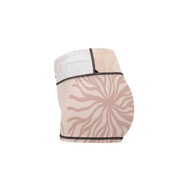 Abstract Floral Yoga Shorts  -  Women's Shorts