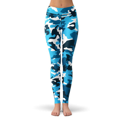 Aqua Camo Leggings  -  Yoga Pants