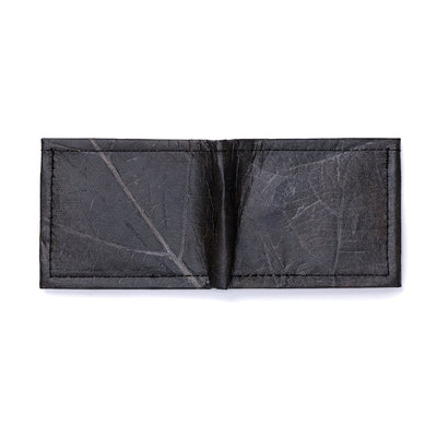 Leaf Leather Bifold Wallet - Black