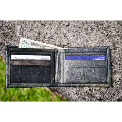 Leaf Leather Bifold Wallet - Black