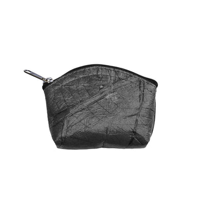 Leaf Leather Coin Bag - Black