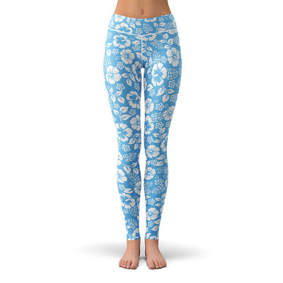 Blue Bloom Leggings  -  Yoga Pants