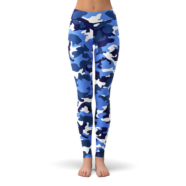 Blue Camo Leggings  -  Yoga Pants