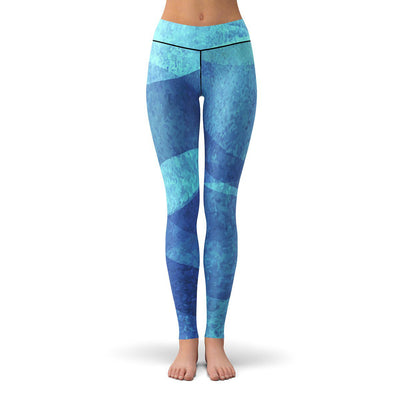 Blue Wave Leggings  -  Yoga Pants