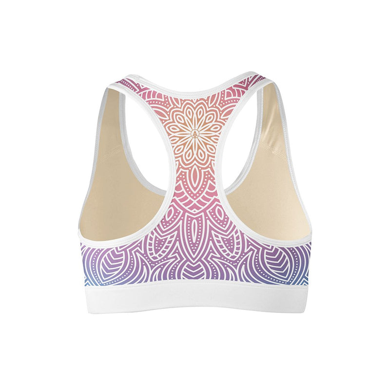 Sports Bra With Neon Pink Freedom Print, Yoga Top, Printed Sports