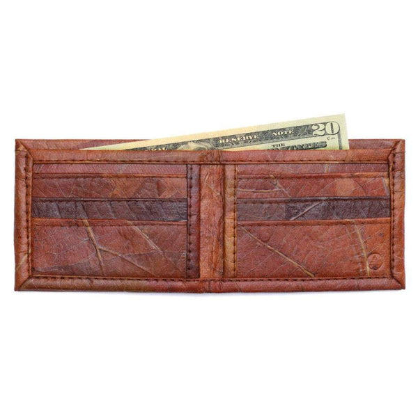 Leaf Leather Bifold Wallet - Brown