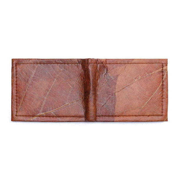 Men's Brown Wallet - Leaf Leather Handmade Bifold Design