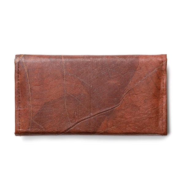 Leaf Leather Envelope Clutch Purse Handmade Women's Wallet Brown