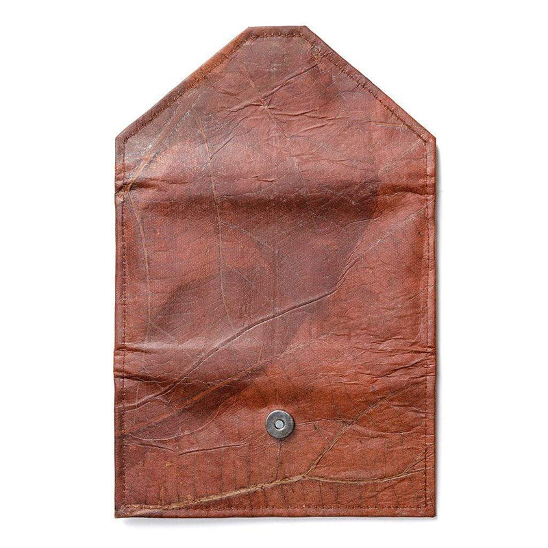 Leaf Leather Envelope Clutch Purse Handmade Women's Wallet Brown