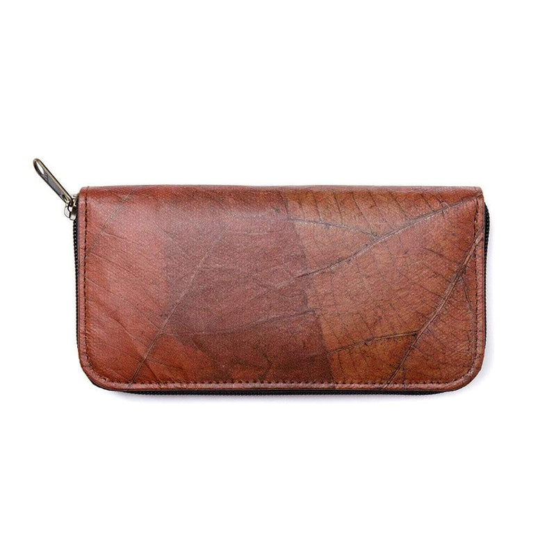 Brown Women's Zip Wallet - Hand Made from Leaf Leather