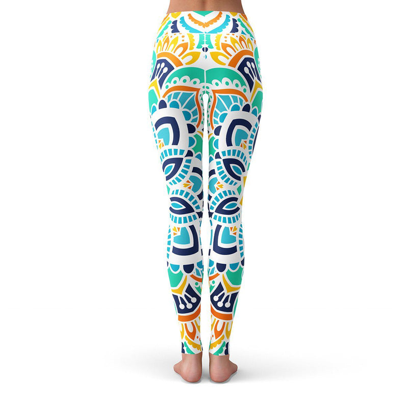 Sea Green Mandala Colorful Print Leggings — Legletic