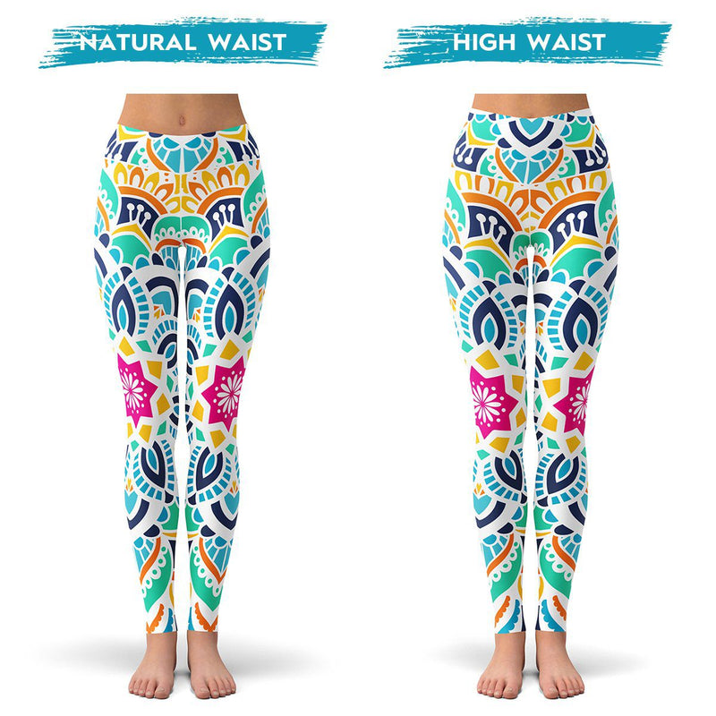 Mandala Leggings for Women, Yoga Tights, Workout Leggings, Boho Leggings,  Mandala Pattern, Lotus Printed Leggings, Colorful Mandala 