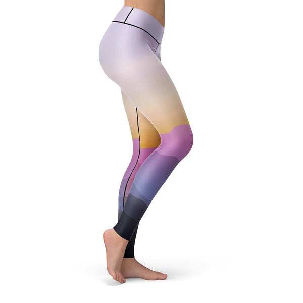 Rainbow Abstract Polygon Yoga Workout Pants Leggings Meditation 