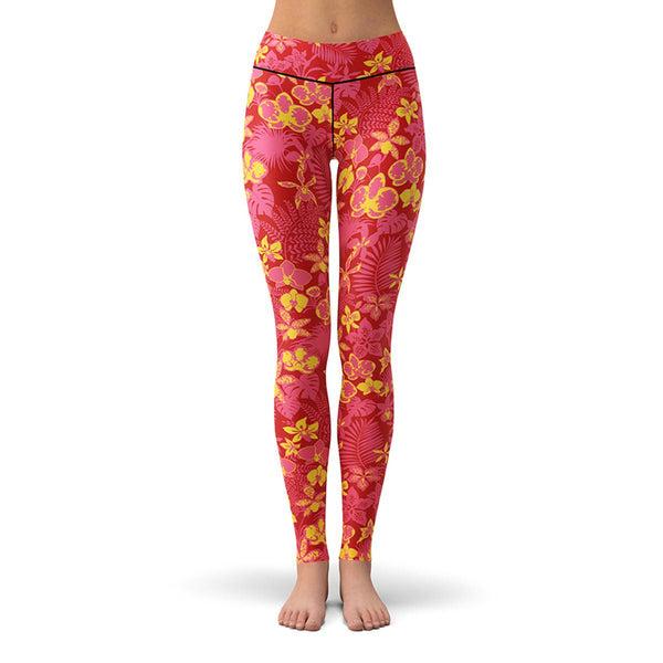 Ayolanni Workout Leggings Fashion Women Elastic Waist Yoga Sport Floral  Print Pants Leggings Cropped Pants 