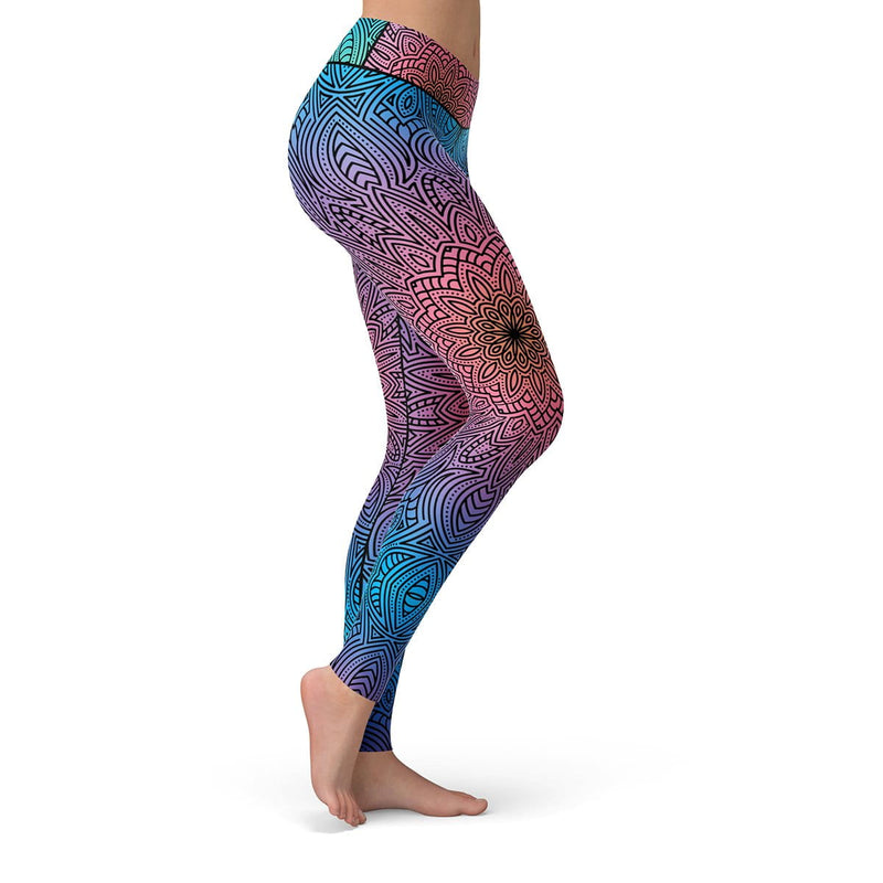 Fluorescent Mandala Leggings  Vivid Prints on Comfortable Activewear