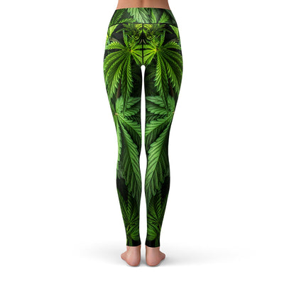pot leaf marijuana leggings - back
