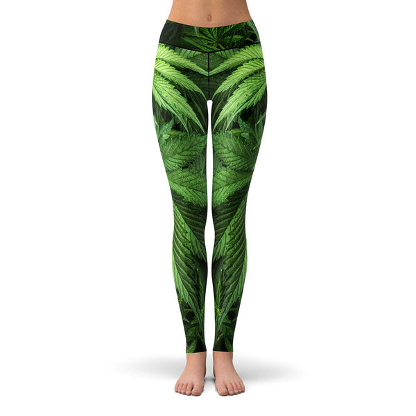 pot leaf marijuana leggings - side