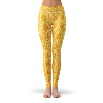 Golden Leaf Leggings  -  Yoga Pants