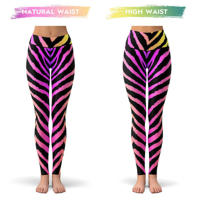 Neon Zebra Leggings  -  Yoga Pants