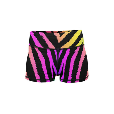 Neon Zebra Yoga Shorts  -  Women's Shorts