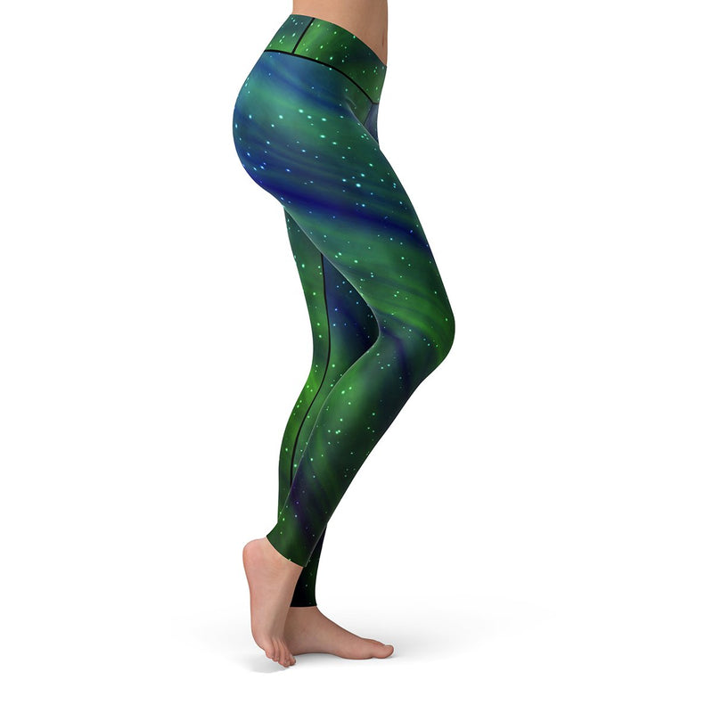Insulated leggings - aurora borealis graphic - high rise - Rebel Skin