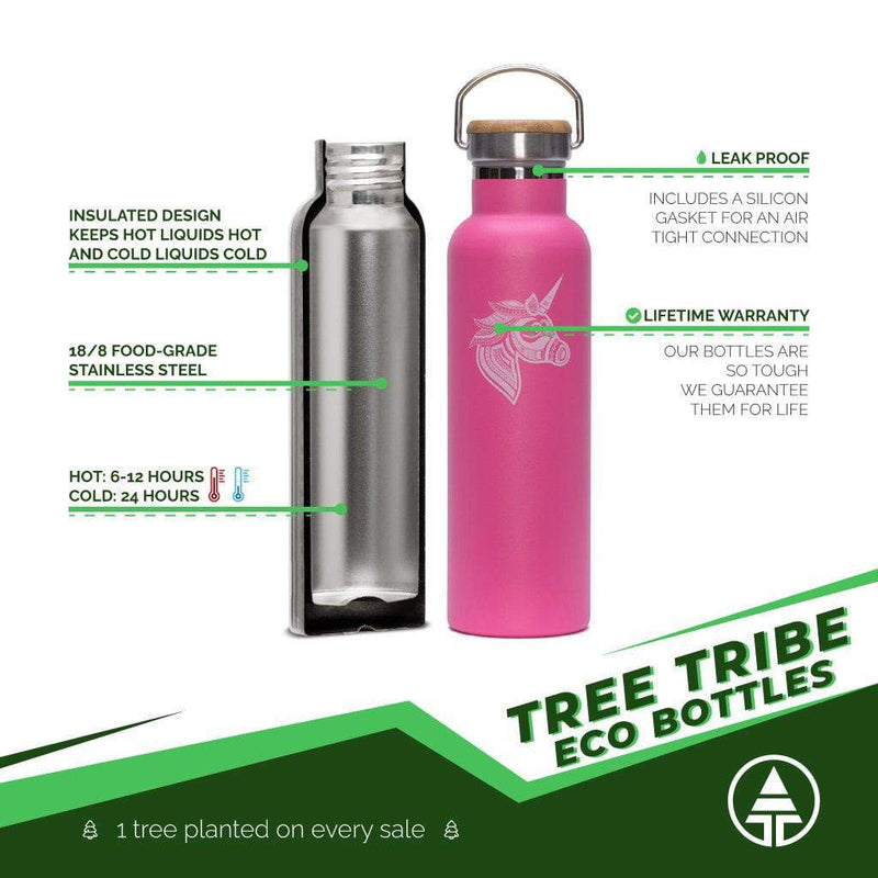 Tree Bottle 500ml Pink Stainless Steel, Nikin, 500, Pink
