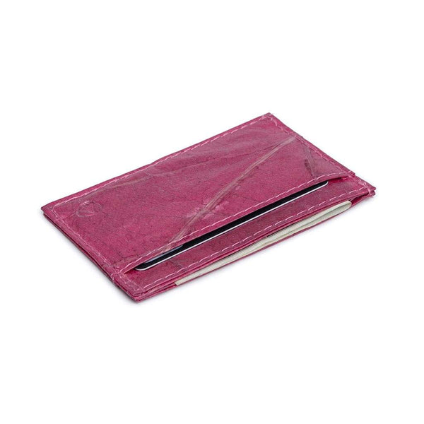 Leaf Leather Slim Wallet - Pink Rose