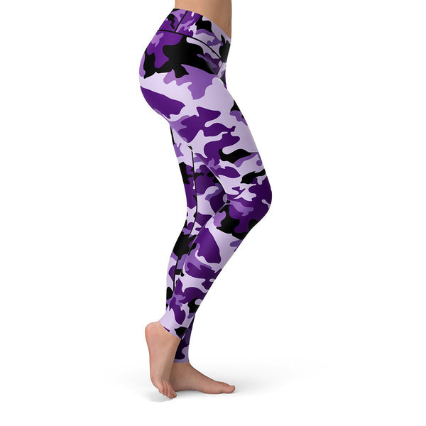 Purple Camo Leggings  -  Yoga Pants