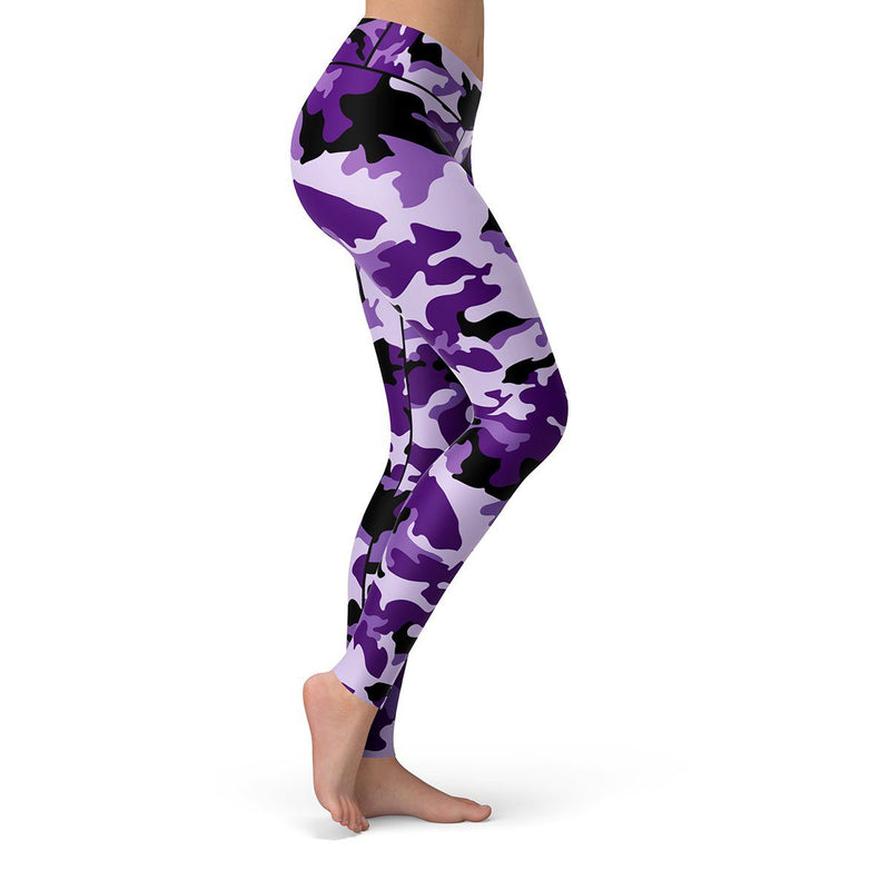 Purple Camo Leggings for Women Mid Waist Full Length Army Camouflage  Workout Pants at  Women's Clothing store