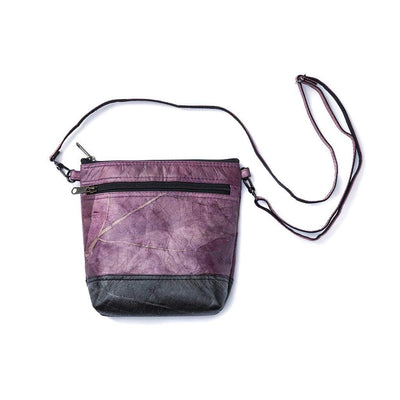 Leaf Leather Shoulder Bag - Purple