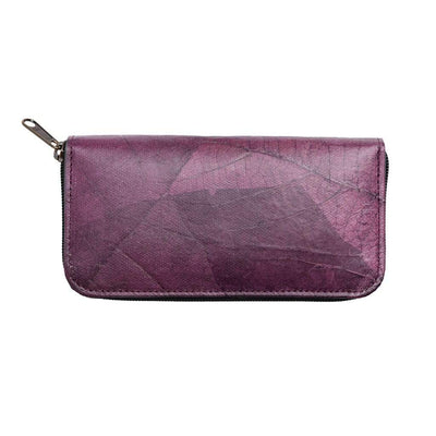 Leaf Leather Long Wallet - Purple