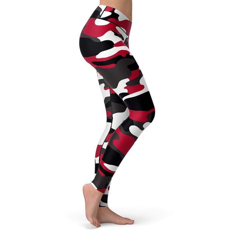 Red Camouflage Yoga Leggings for Women High Waisted Full Length Camo  Pattern Print Workout Pants Perfect for Running, Crossfit & Athleisure 