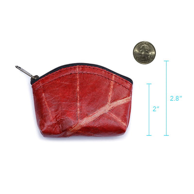 Leaf Leather Coin Bag - Red
