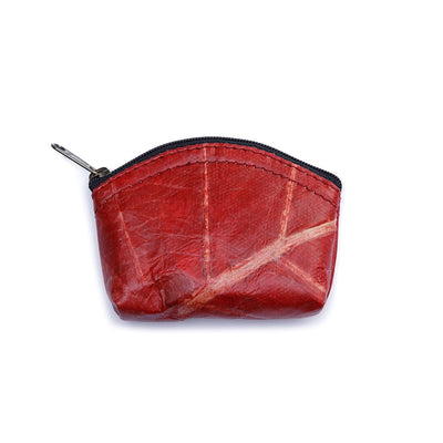 Leaf Leather Coin Bag - Red