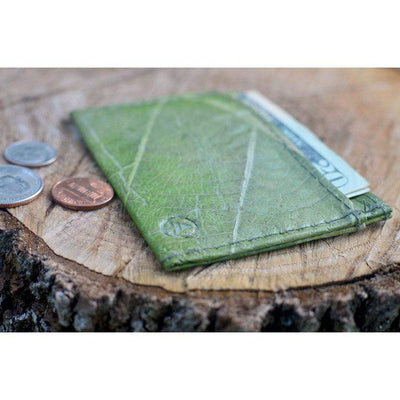 Leaf Leather Slim Wallet - Green